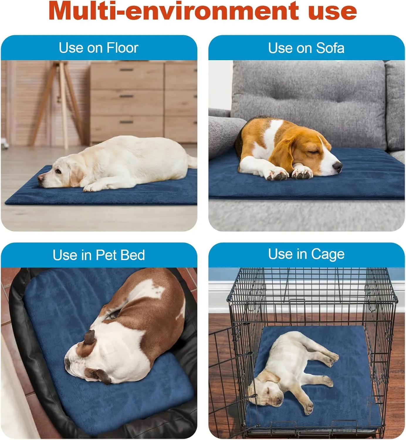 Pet Heating Pad,Extremely Waterproof Heated Cat Dog Bed Outdoor & Indoor,Multi-Size Heated Dog Cat Blanket Mat,Pet Heater Warmer for Cat Dog House Whelping Box(Dark Blue,XL-36 Lx24 W)