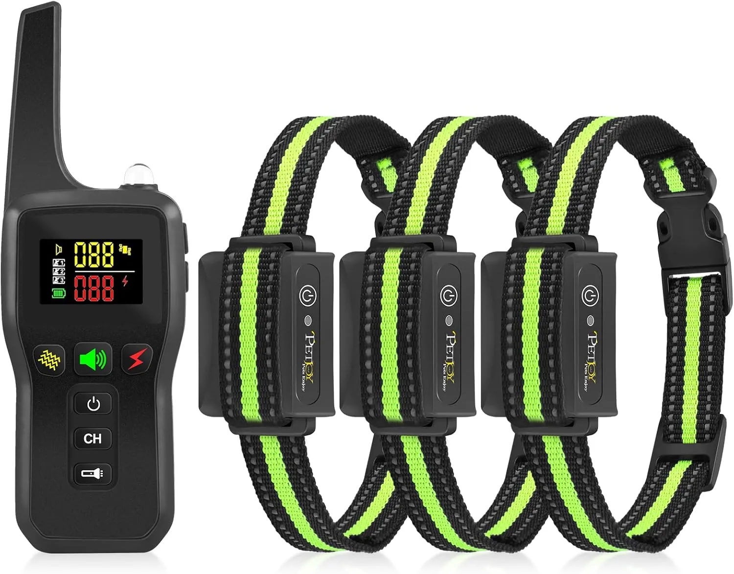 PetJoy Shock Collar for 3 Dogs, Automatic Bark Collar with Remote, Bark and Training Collar 2 in 1, Auto Bark Collar with Beep, Vibration and Shock (Level 1-100) - Remote 3300 Ft