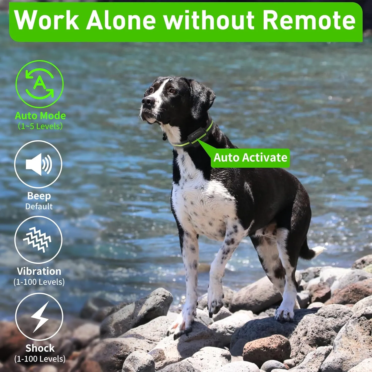 PetJoy Shock Collar for 3 Dogs, Automatic Bark Collar with Remote, Bark and Training Collar 2 in 1, Auto Bark Collar with Beep, Vibration and Shock (Level 1-100) - Remote 3300 Ft