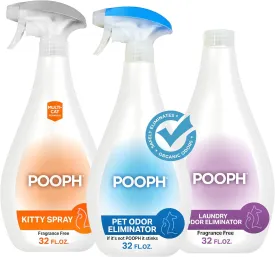 Pooph Pet Odor Eliminator, Litter Box Deodorizer, and Laundry Additive Bundle, 32oz Spray - Dismantles Odors on a Molecular Basis