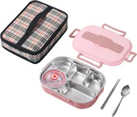 Portable Stainless Steel Meal Box Set With Cutlery, Sealed Soup Bowl, And Extra Long Insulated Bagsuitable For Microwave And Water Heating, Perfect For Office. Outdoor Work, And Camping Dining
