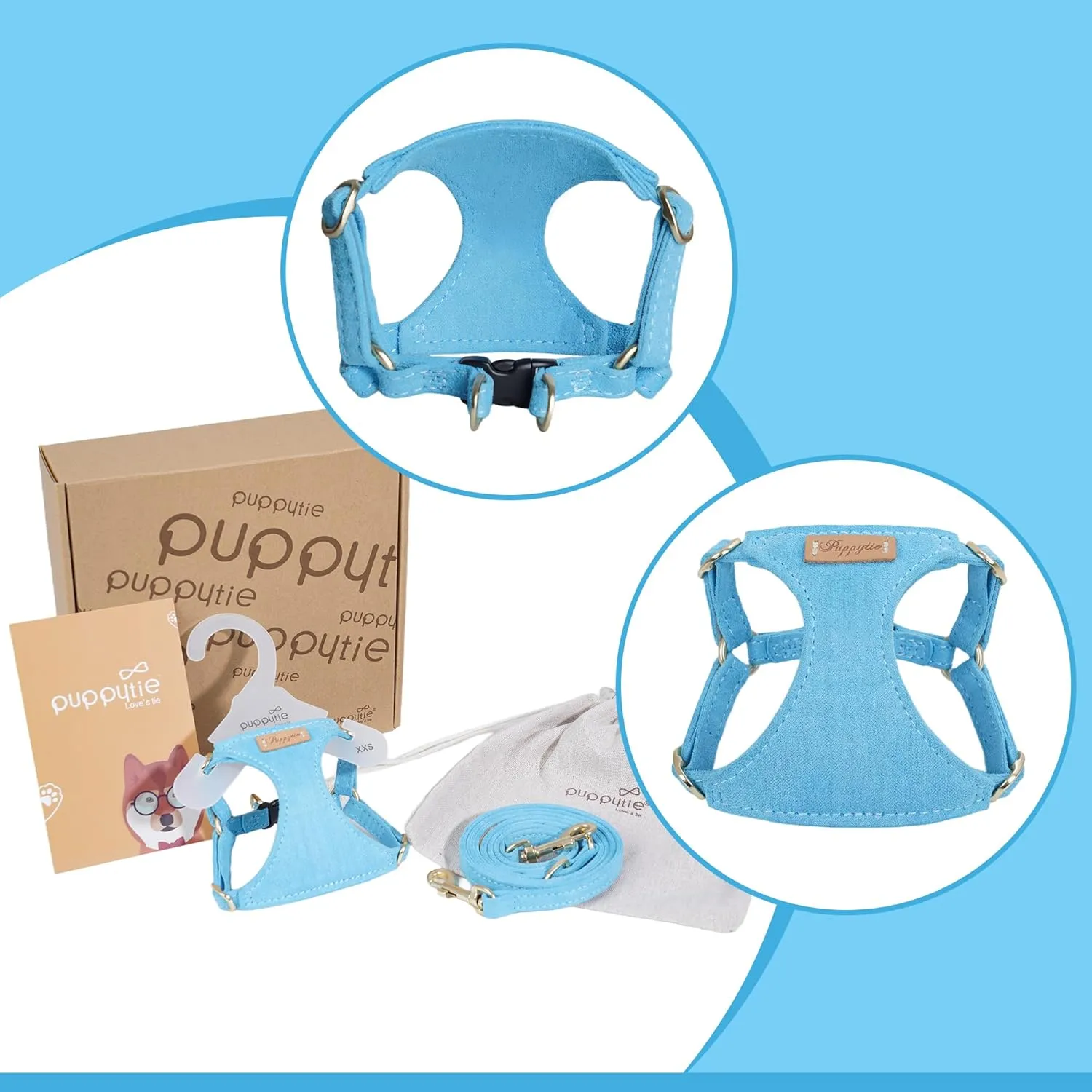 Puppytie Ultra-Light No-Pull XXS Dog Harness  Escape-Proof Adjustable Vest for Small Breeds (2.2-6lbs)