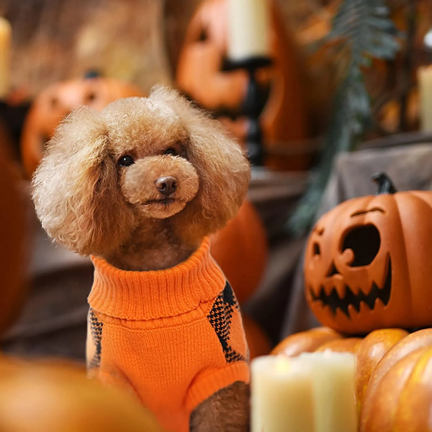 QBLEEV Dog Christmas Sweaters, Dog Sweater Dress for Medium Dogs Puppy Sweaters Knitwear Pullover Pet Sweaters Warm Winter Turtleneck Holiday Thanksgiving Vest Fall Dog Sweaters for Dogs Girls Boys L