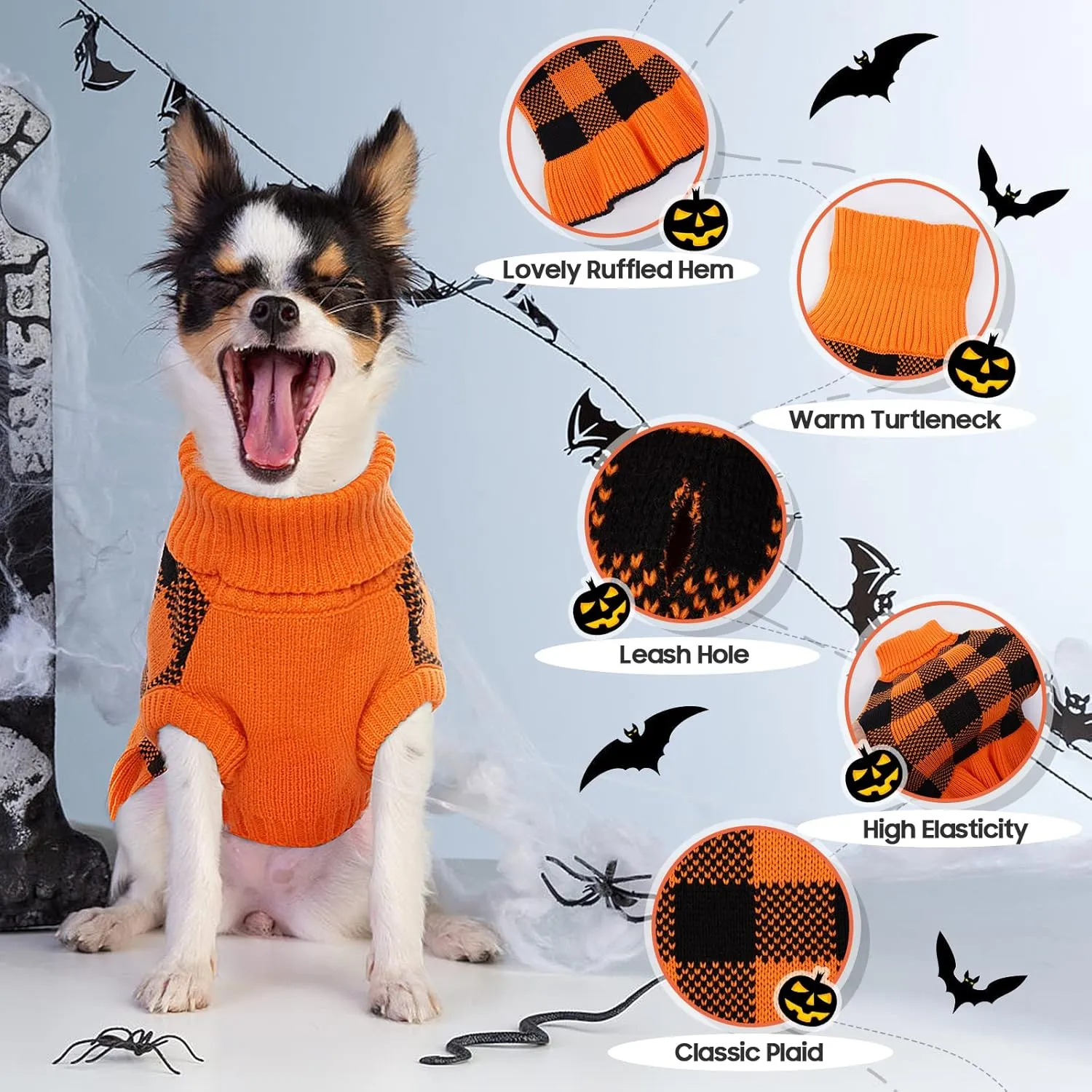 QBLEEV Dog Christmas Sweaters, Dog Sweater Dress for Medium Dogs Puppy Sweaters Knitwear Pullover Pet Sweaters Warm Winter Turtleneck Holiday Thanksgiving Vest Fall Dog Sweaters for Dogs Girls Boys L