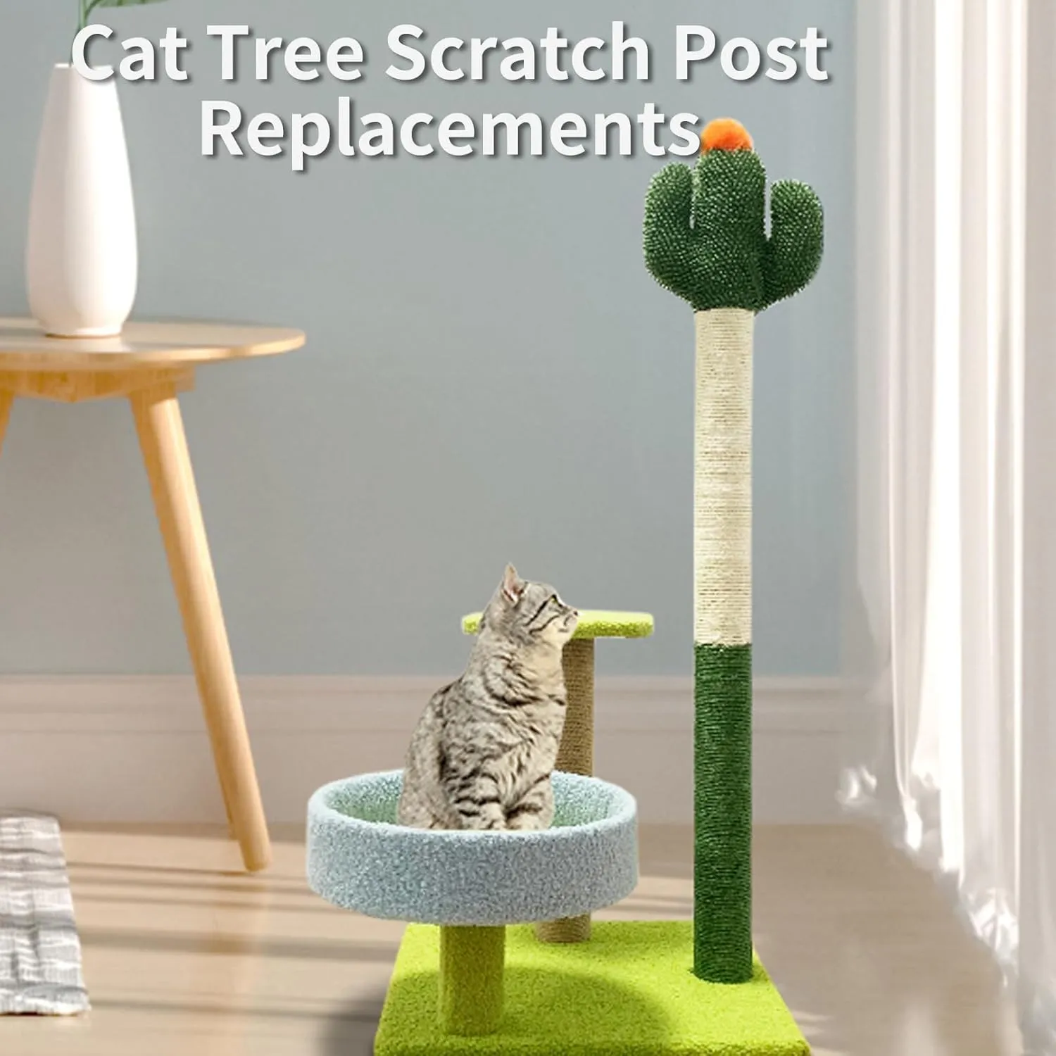 VCEPJH Cat Scratching Post Replacement 4 Pcs 12in Cat Tree & Tower Scratch Pole Refill Parts with M8 Screws Sisal Rope Cat Furniture Protector for Indoor Kittens Tree Tower (White)