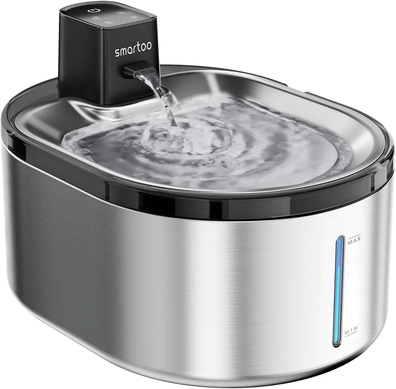 Wireless Cat Water Fountain Stainless Steel, 152oz/4.5L Cat Fountain Battery Operated, Cordless Pet Water Fountain for Cats & Dogs with Motion Sensor, Ultra Quiet Pump, Multi-Filtration