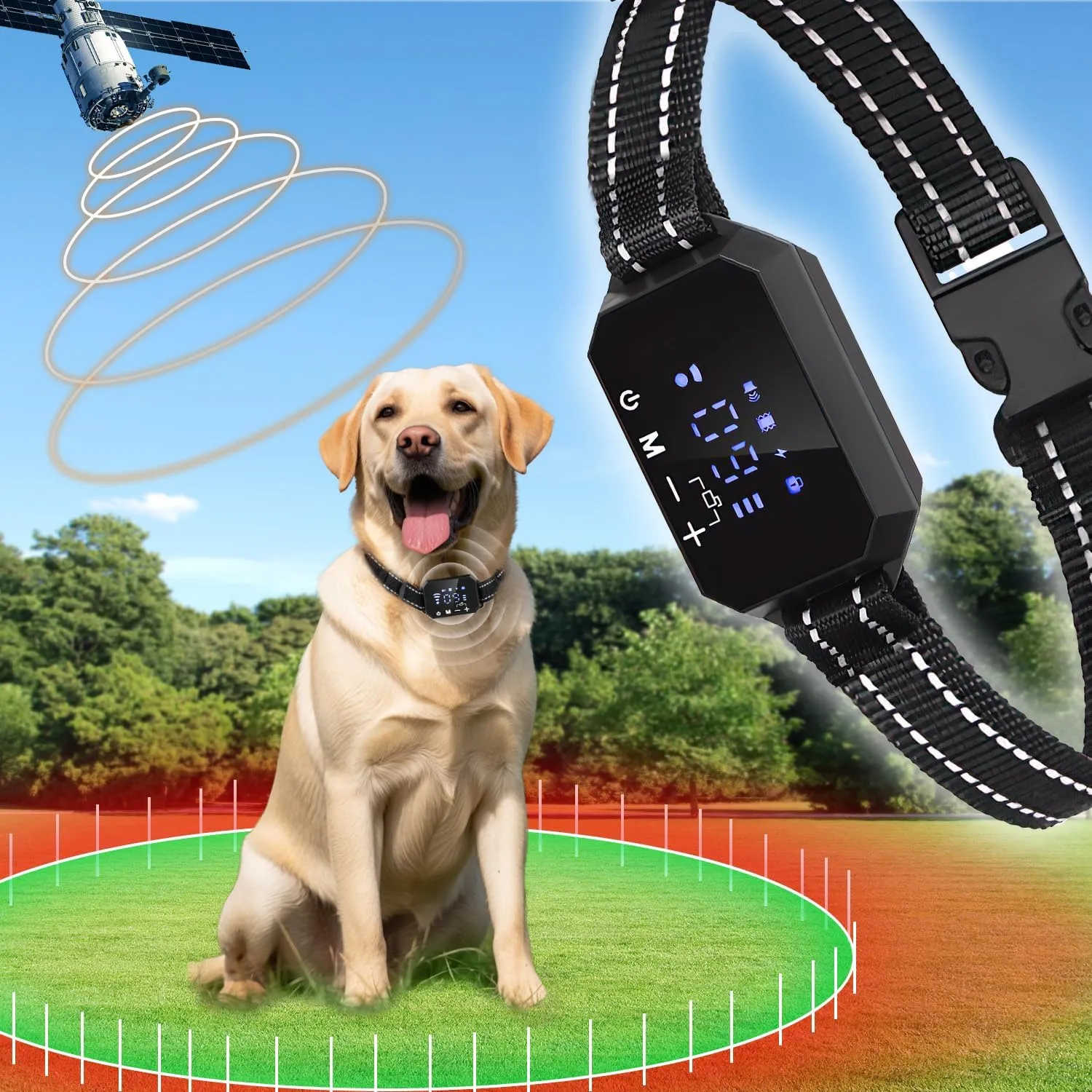 Wireless Dog Fence,GPS Electric Fence for Dogs,Range 98FT to 3280FT Wireless Pet Fence System,Multifunction Training Dog Collar with Waterproof and Rechargeable,Outdoor Use Only